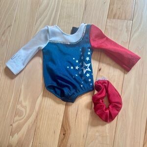 AMERICAN GIRL Patriotic Gymnastics Leotard with Scrunchie